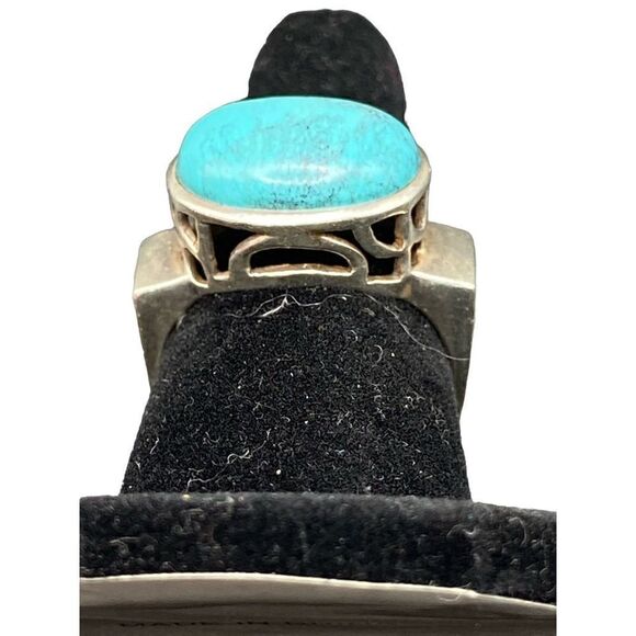 Silpada Geometric 925 Turquoise Oval o. Square Ring R0786 - Picture 2 of 10